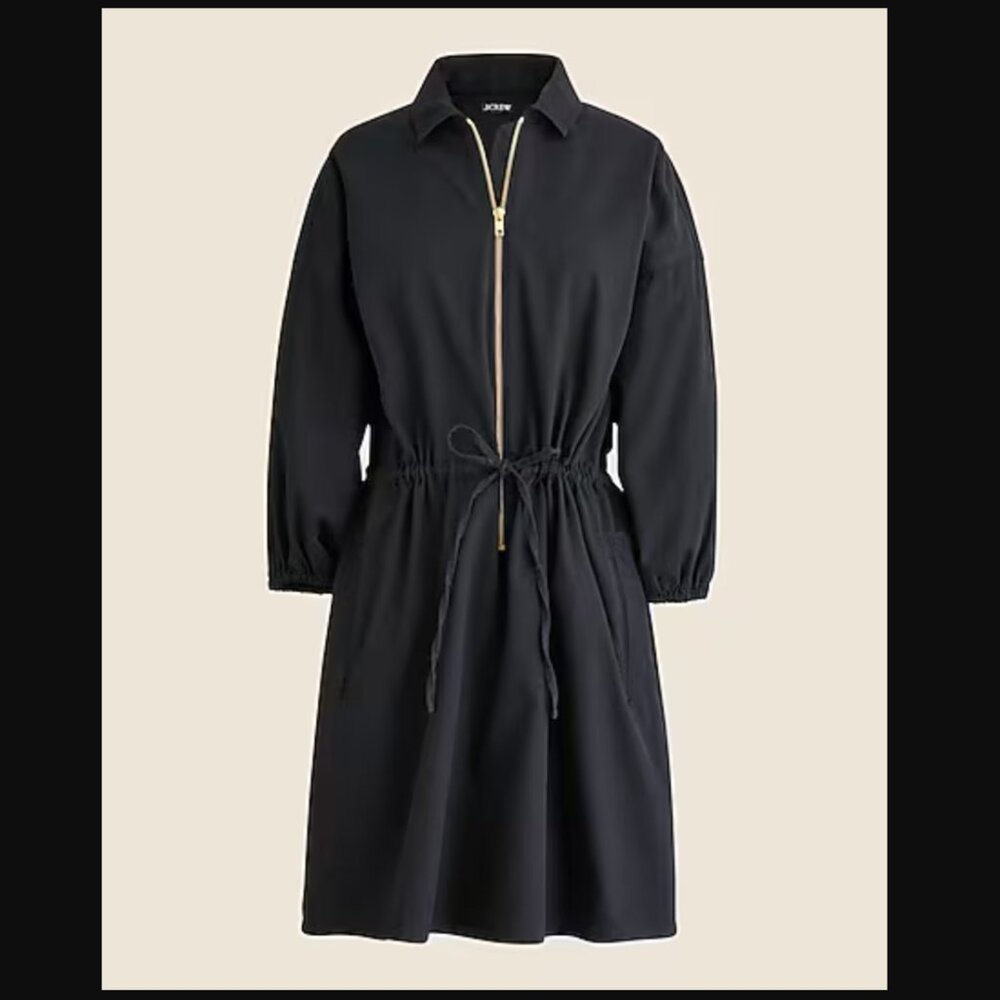 JCrew cinched zip up dress in drapey cotton, oversized, 100% cotton
